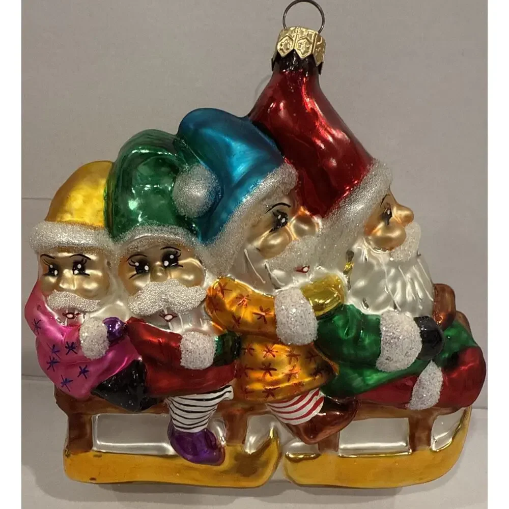 VTG‎ Christopher Radko BOB SQUAD Elf Gnome Sledding Winter Ornament 97-248-0